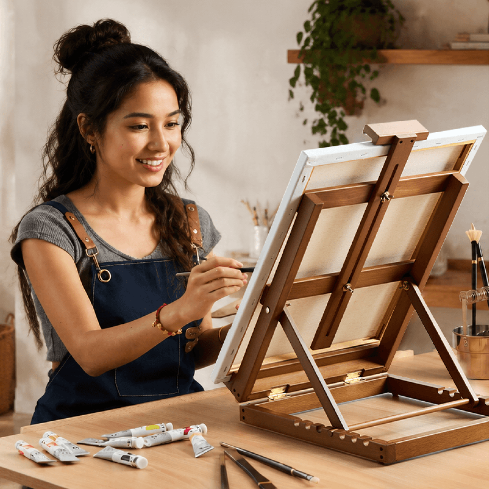 MEEDEN Heavy-Duty H-Frame Tabletop Easel - Walnut - HJ-11