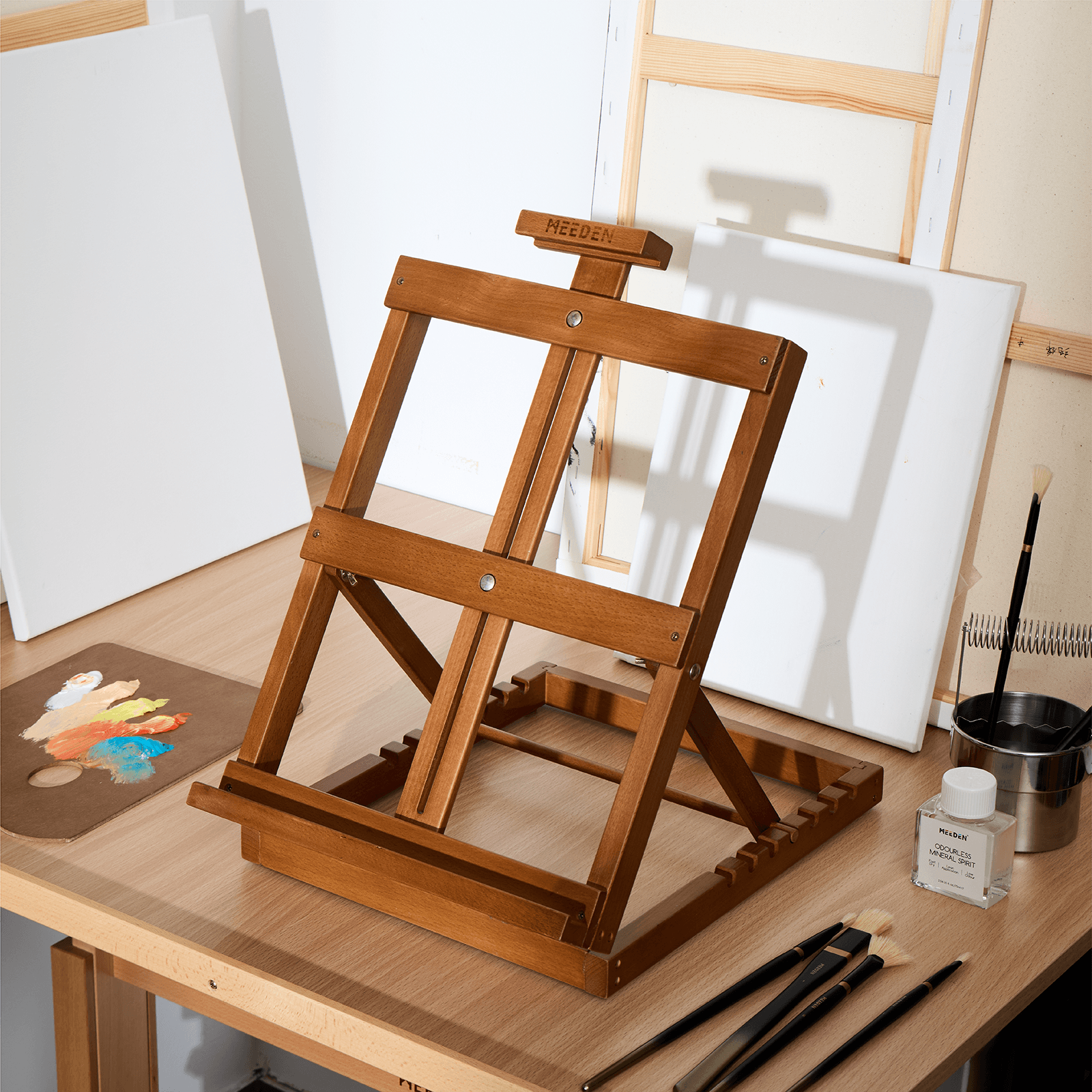 MEEDEN Heavy-Duty H-Frame Tabletop Easel - Walnut - HJ-11