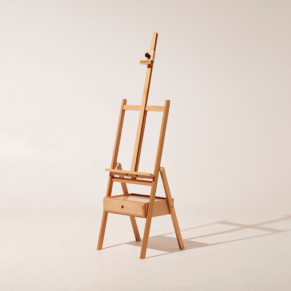 MEEDEN H-Frame Studio Wooden Easel with Art Supply Storage Drawer