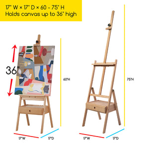 MEEDEN Studio H-Frame Floor Easel with Storage Drawer-HJ-1A