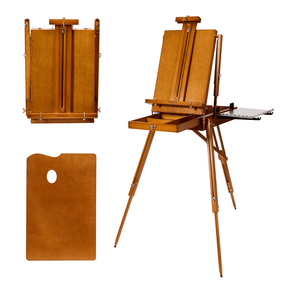 MEEDEN Solid Beech Wood Plein Air French Easel, Foldable & Spacious -HX-3 - Light Walnut