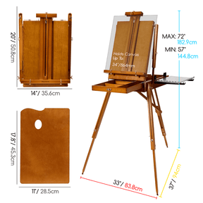 MEEDEN Solid Beech Wood Plein Air French Easel, Foldable & Spacious -HX-3 - Light Walnut