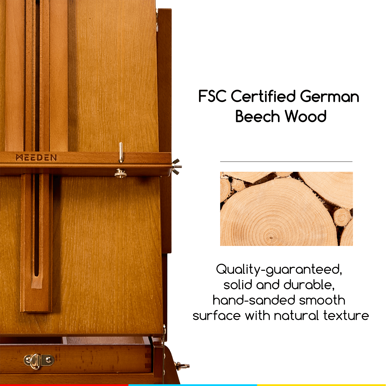 MEEDEN Solid Beech Wood Plein Air French Easel, Foldable & Spacious -HX-3 - Light Walnut