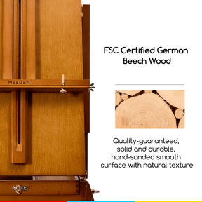 MEEDEN Solid Beech Wood Plein Air French Easel, Foldable & Spacious -HX-3 - Light Walnut