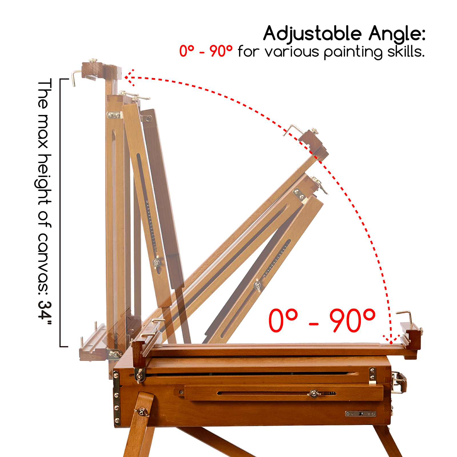 MEEDEN Solid Beech Wood Plein Air French Easel, Foldable & Spacious -HX-3 - Light Walnut