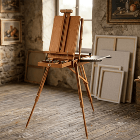 MEEDEN Solid Beech Wood Plein Air French Easel, Foldable & Spacious -HX-3 - Light Walnut