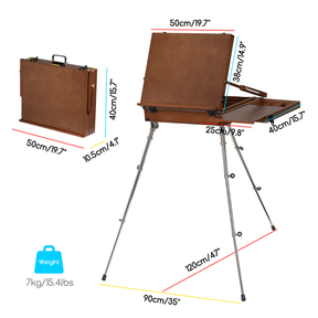 MEEDEN Pro Beechwood Adjustable Stainless Steel Tripod Storage Box