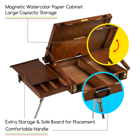 MEEDEN Pro Beechwood Adjustable Stainless Steel Tripod Storage Box