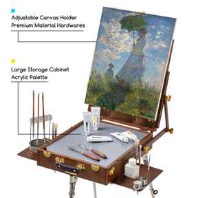 MEEDEN Pro Storage Pochade Easel Box with Stainless Steel Tripod