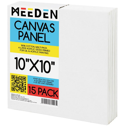 MEEDEN 100% Cotton Canvas Boards, 10 x 10 In, 15 Packs MEEDEN