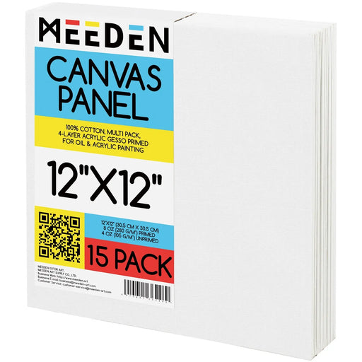 MEEDEN 100% Cotton Canvas Boards, 12 x 12 In, 15 Packs MEEDEN