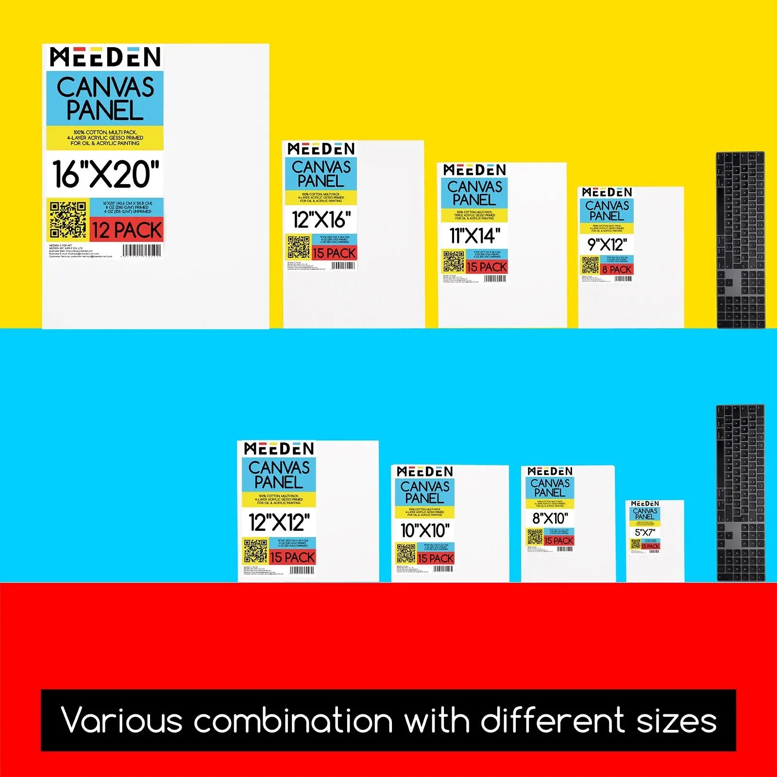 MEEDEN 100% Cotton Canvas Boards, 16 x 20 In, 12 Packs MEEDEN ART