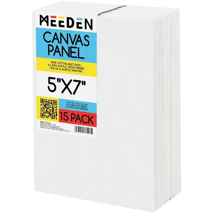 MEEDEN 100% Cotton Canvas Boards, 5 x 7 In, 15 Packs MEEDEN