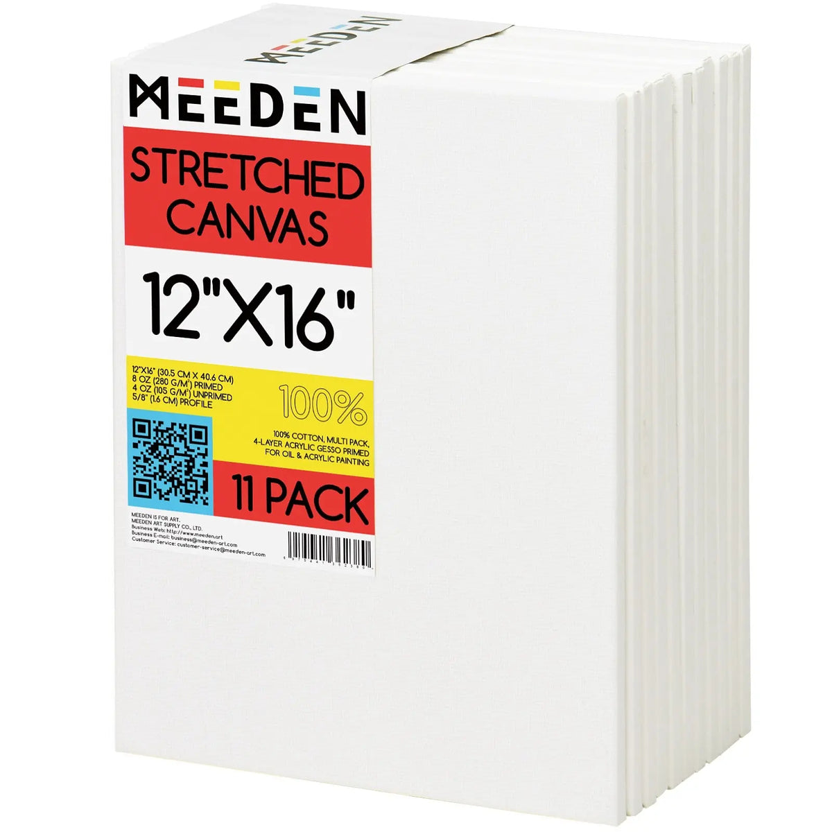 MEEDEN 100% Cotton Stretched Canvas, 12 x 16 In, 11 Packs MEEDEN