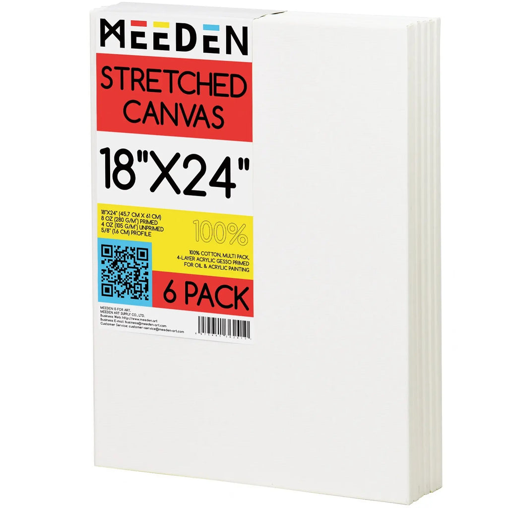 100% Cotton Stretched Canvas 18 x 24 6 Packs