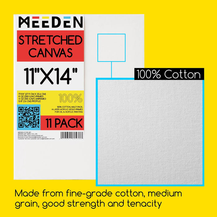 MEEDEN 100% Cotton Stretched Canvas, 8 x 10 In, 11 Packs MEEDEN