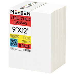 MEEDEN 100% Cotton Stretched Canvas, 9 x 12 In, 11 Packs MEEDEN