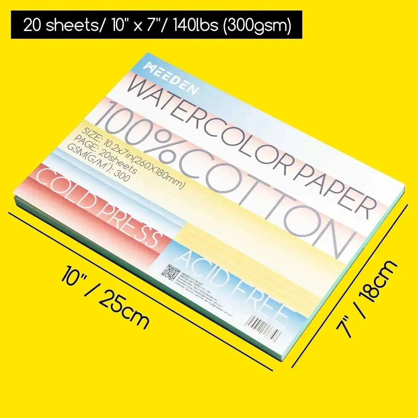 Meeden 10x7 Watercolor Paper Pad 20 Sheets Meeden Art