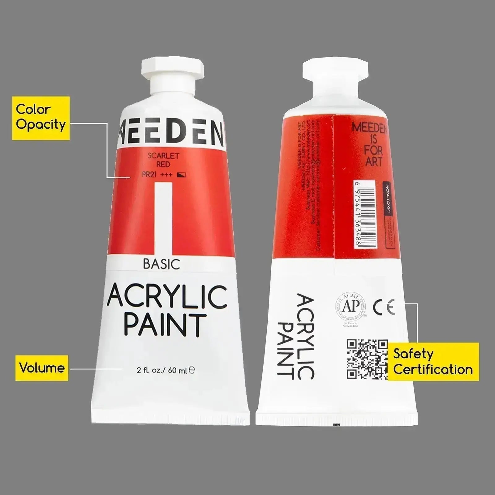 MEEDEN 12-Color Acrylic Paint, 60 ml/2 oz Tubes - MEEDEN ARTPaint