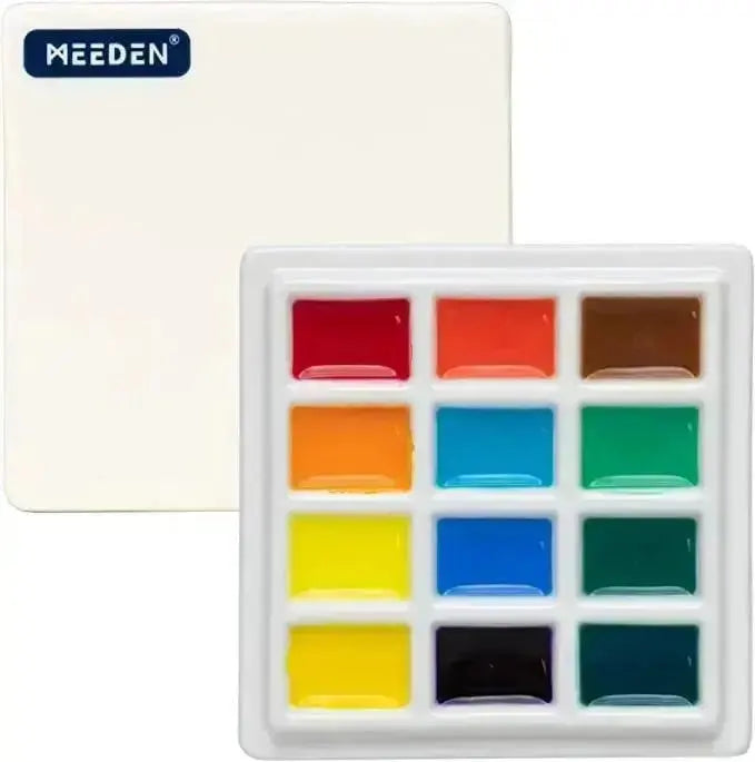 MEEDEN 12-Well Ceramic Paint Palette with Cover - MEEDEN ARTPalette