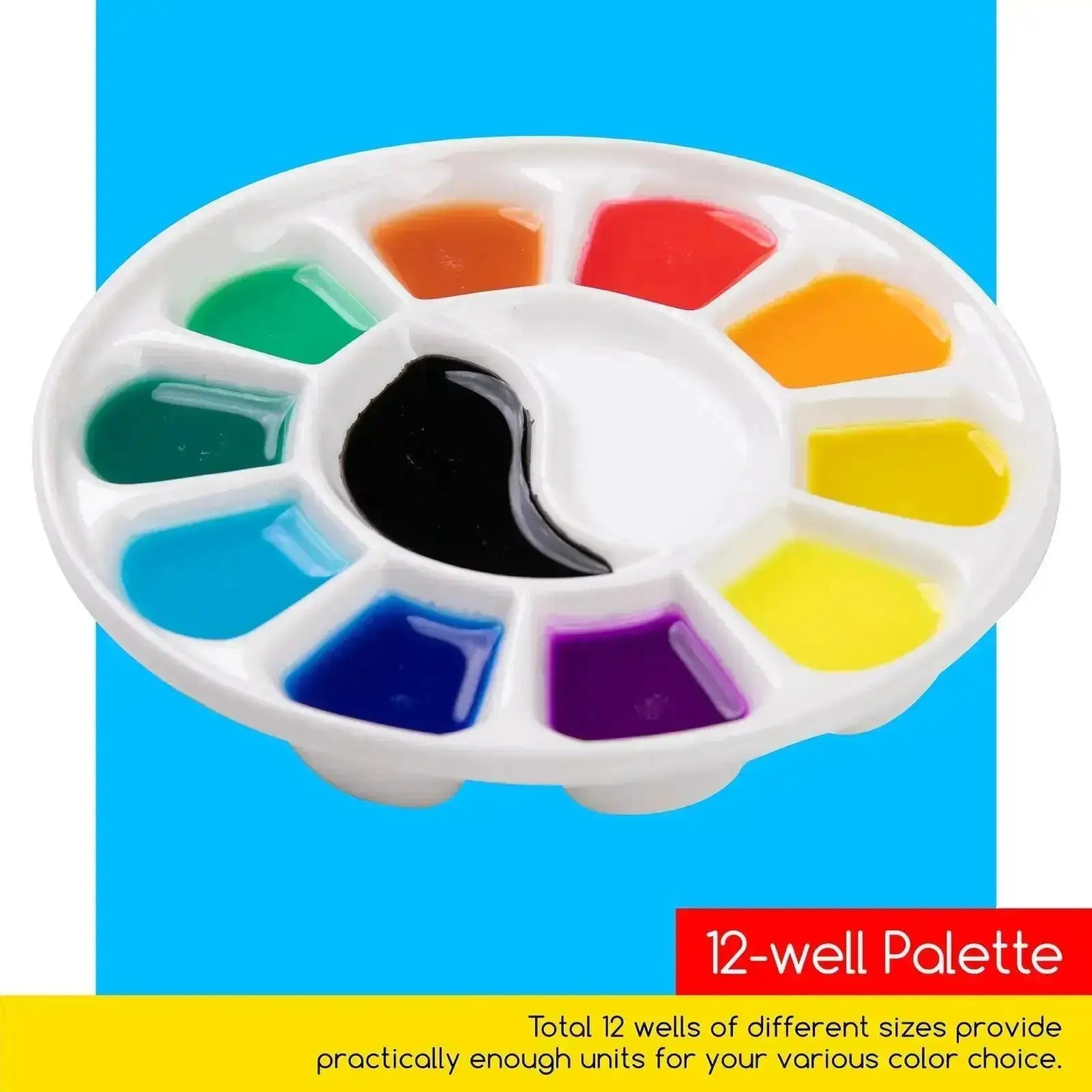 MEEDEN 12-Well Round Ceramic Paint Palette - MEEDEN ART