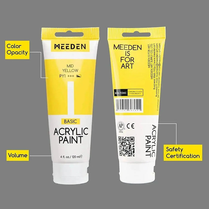 MEEDEN 12-color Acrylic Paint, 120 ml/4 oz Tubes - MEEDEN ARTPaint