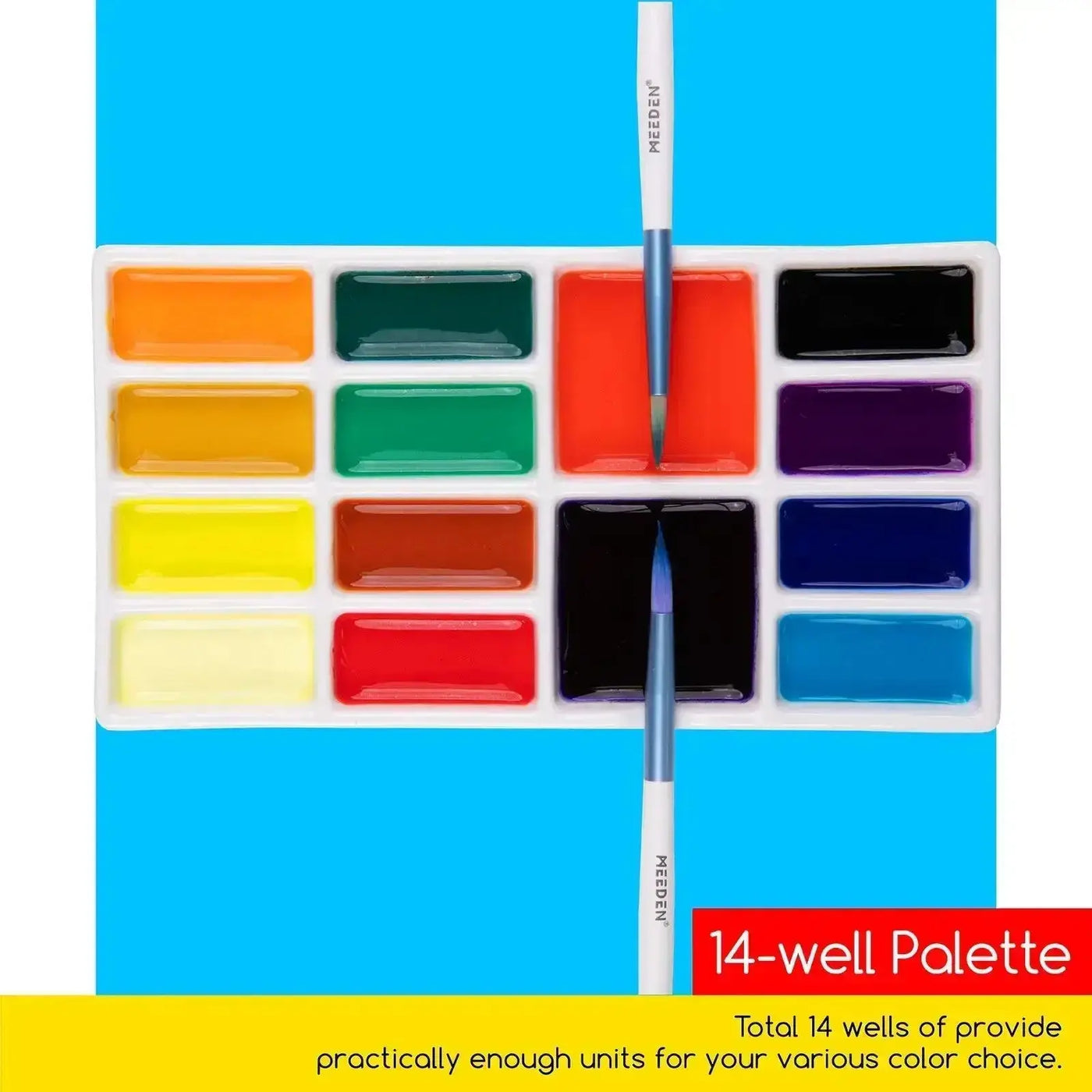 MEEDEN 14-Well Ceramic Watercolor Palette - MEEDEN ART