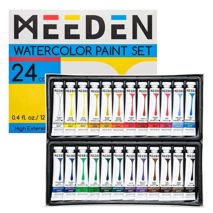 MEEDEN 24-Color Tube Watercolor Paint Set, 12ml - MEEDEN ARTPaint