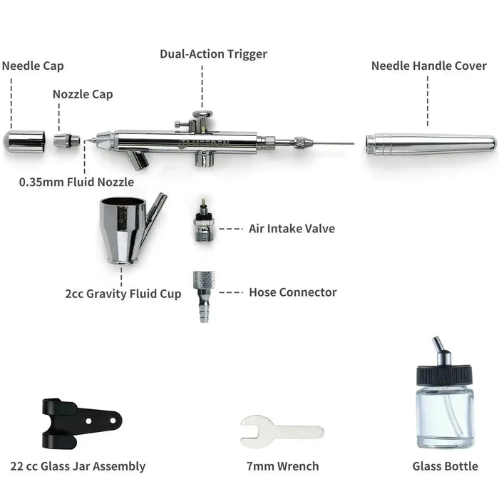 MEEDEN 3 Pcs Airbrush Set, 0.25, 0.35, 0.5mm Needles Pre-Equipped - MEEDEN ARTAirbrush Tool