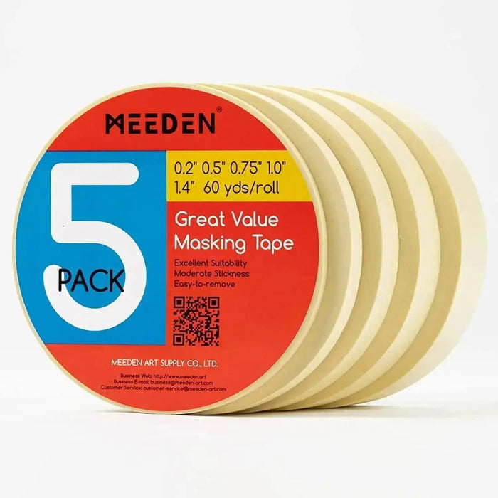 MEEDEN 5 Pack Artist Tape 0.2",0.5",0.75",1.0",1.4" 180.45FT (55m) Art Tape - MEEDEN ARTTape