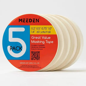 MEEDEN 5 Pack Artist Tape 0.2",0.5",0.75",1.0",1.4" 180.45FT (55m) Art Tape - MEEDEN ARTTape