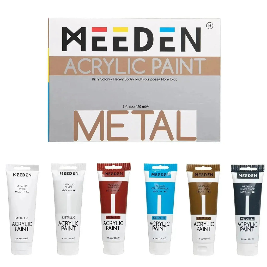 MEEDEN 6-color Metallic Acrylic Paint Set, 120 ml / 4.06 oz - MEEDEN ART