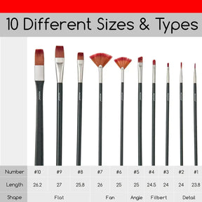 MEEDEN Acrylic Paint Brushes, 10 Pieces - MEEDEN ARTBrushes
