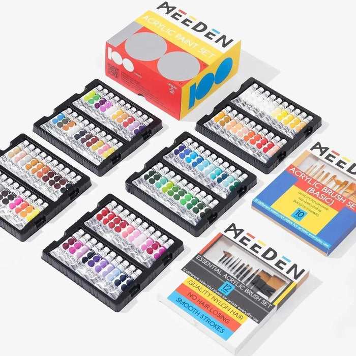 MEEDEN Acrylic Paint Set with Brushes, 100 Colors - MEEDEN ART