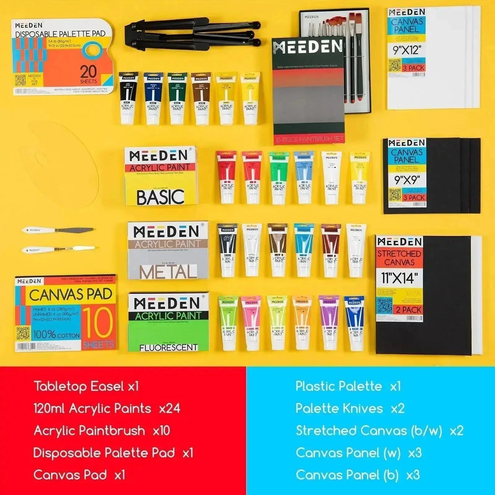 MEEDEN Acrylic Painting Set with Art Accessories, 24 Colors - MEEDEN ARTPainting Set