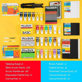 MEEDEN Acrylic Painting Set with Art Accessories, 24 Colors - MEEDEN ARTPainting Set