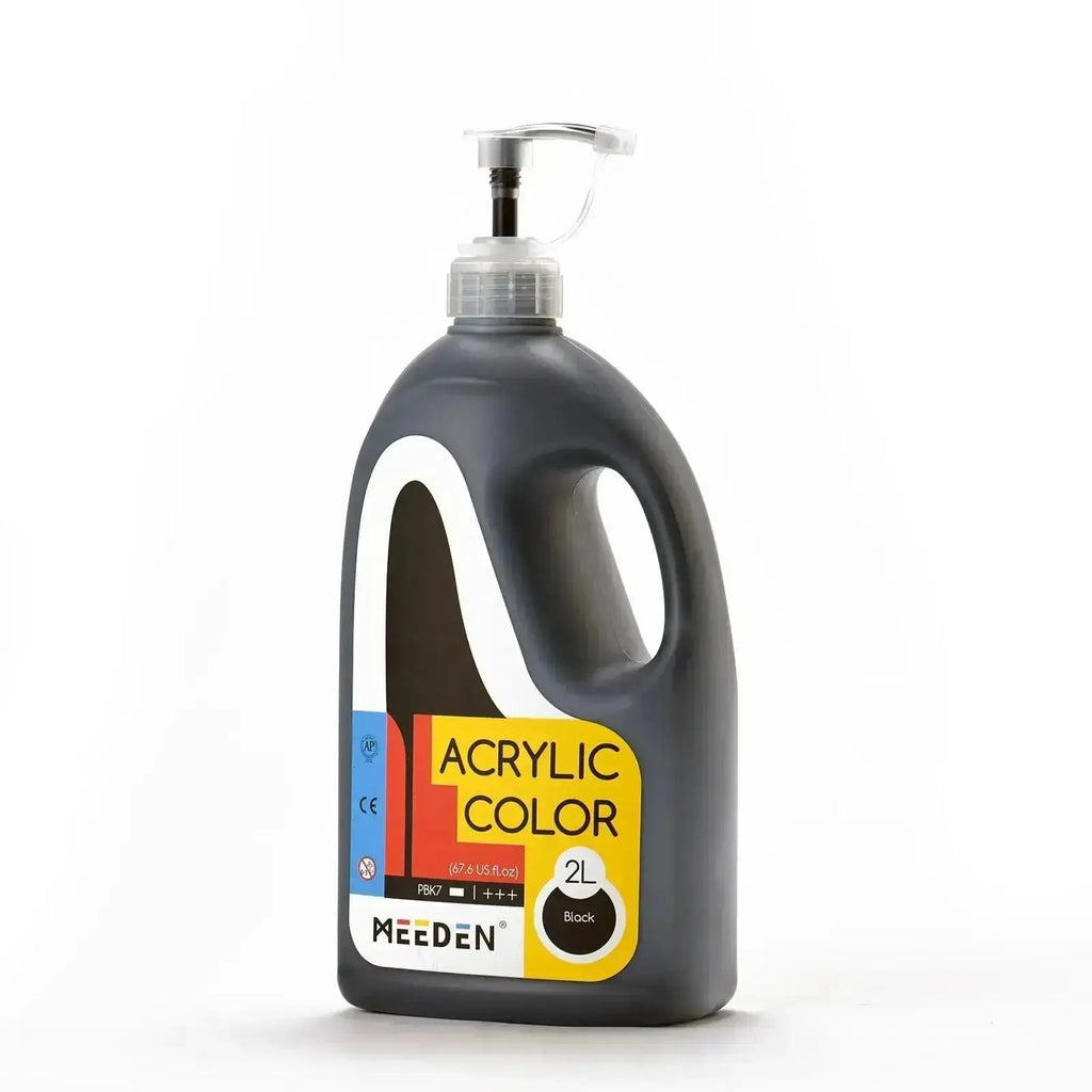 MEEDEN Black Acrylic Paint with Pump Lid, 1/2 Gallon / 2L / 67.6 oz