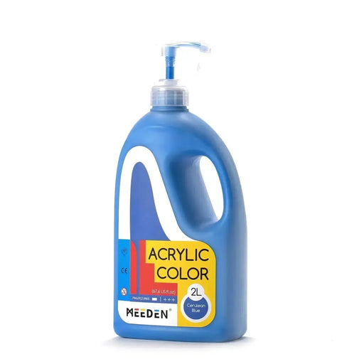 MEEDEN Cerulean Blue Acrylic Paint with Pump Lid, 1/2 Gallon (2L /67.6 oz.) - MEEDEN ARTPaint