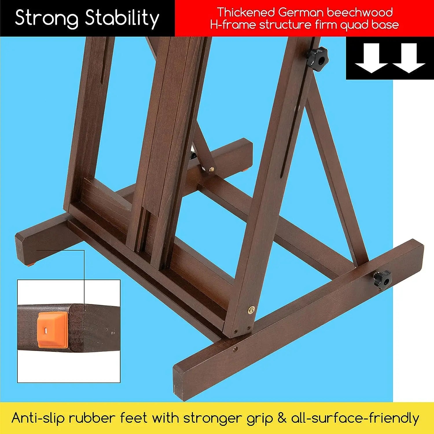 MEEDEN Classic Heavy Duty H-Frame Artist Easel-Walnut-DW01 MEEDEN