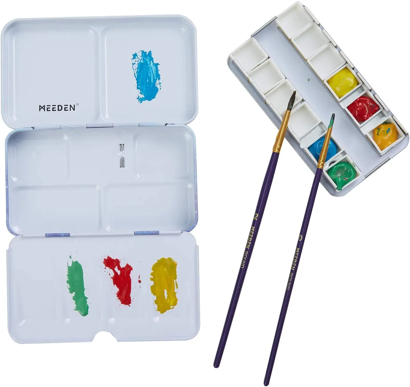 MEEDEN Empty Watercolor Tin Palette with 12 Pcs Half Pans, Colorful MEEDEN