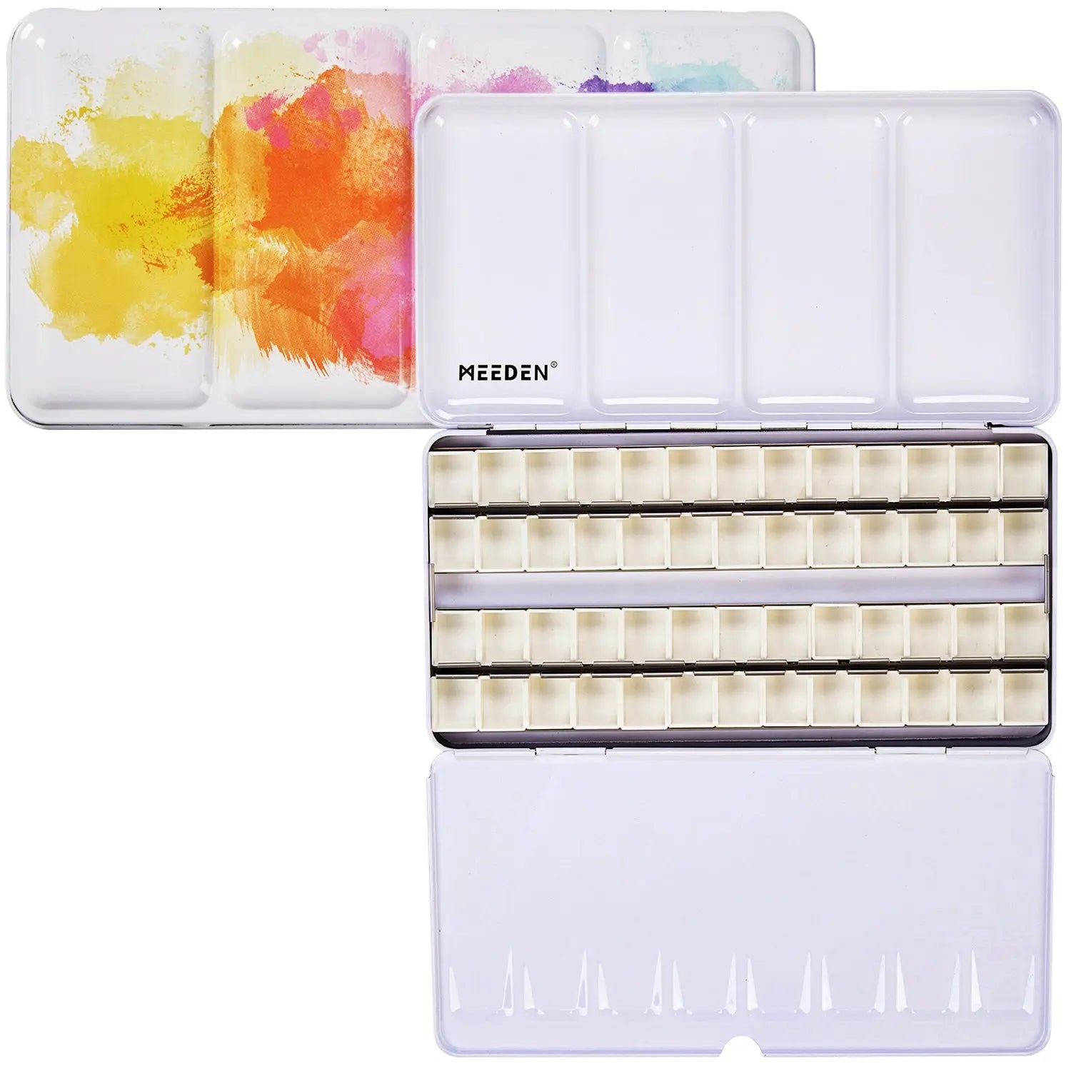 MEEDEN Empty Watercolor Tin Palette with 52 Pcs Half Pans, Colorful MEEDEN