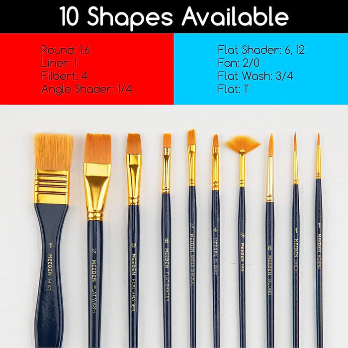 MEEDEN Fluid Acrylic Paint Set & 10 Brushes, 24 Colors, 60 ml / 2 oz MEEDEN