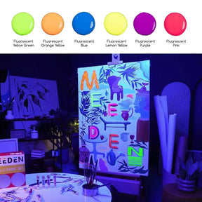 MEEDEN Fluid Fluorescent Acrylic Paint Set, 6x2 oz/60 ml - MEEDEN ARTPaint