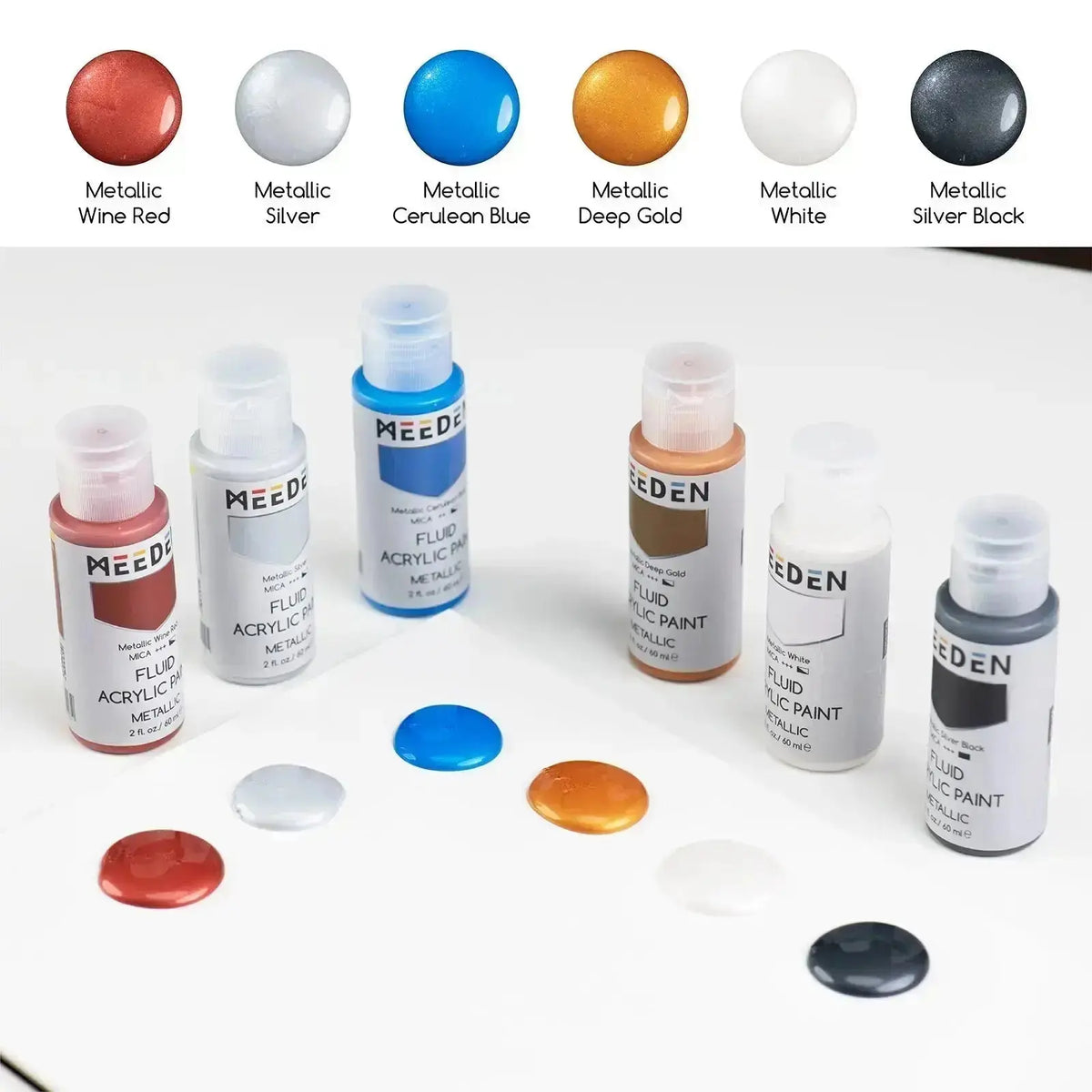 MEEDEN Fluid Metallic Acrylic Paint Set, 6x2 oz/60 ml - MEEDEN ARTPaint