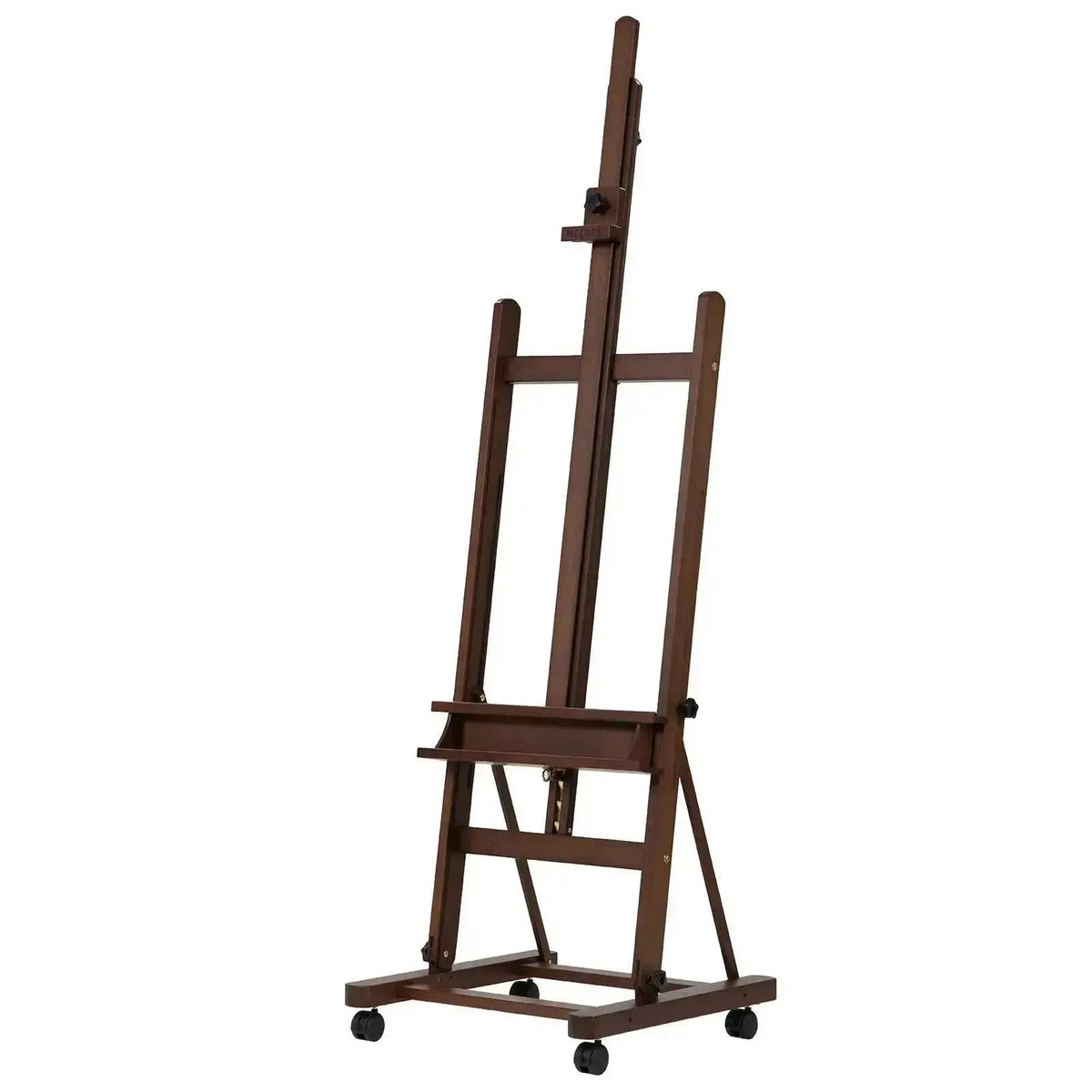 MEEDEN Multi-Function Studio Easel,H-Frame Easel,Painting Easel for  Adults,Artist Easel,Floor Easel,Solid Beech Wood Easel w/Front Wheels,Holds  Canvas Art up to 77(Walnut Color)