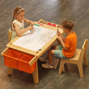 MEEDEN Kids Art Table, Solid Birch Wood Kids Table & Chair Set with Paper Roll - MEEDEN ARTKids Art