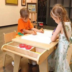 MEEDEN Kids Art Table, Solid Birch Wood Kids Table & Chair Set with Paper Roll - MEEDEN ARTKids Art