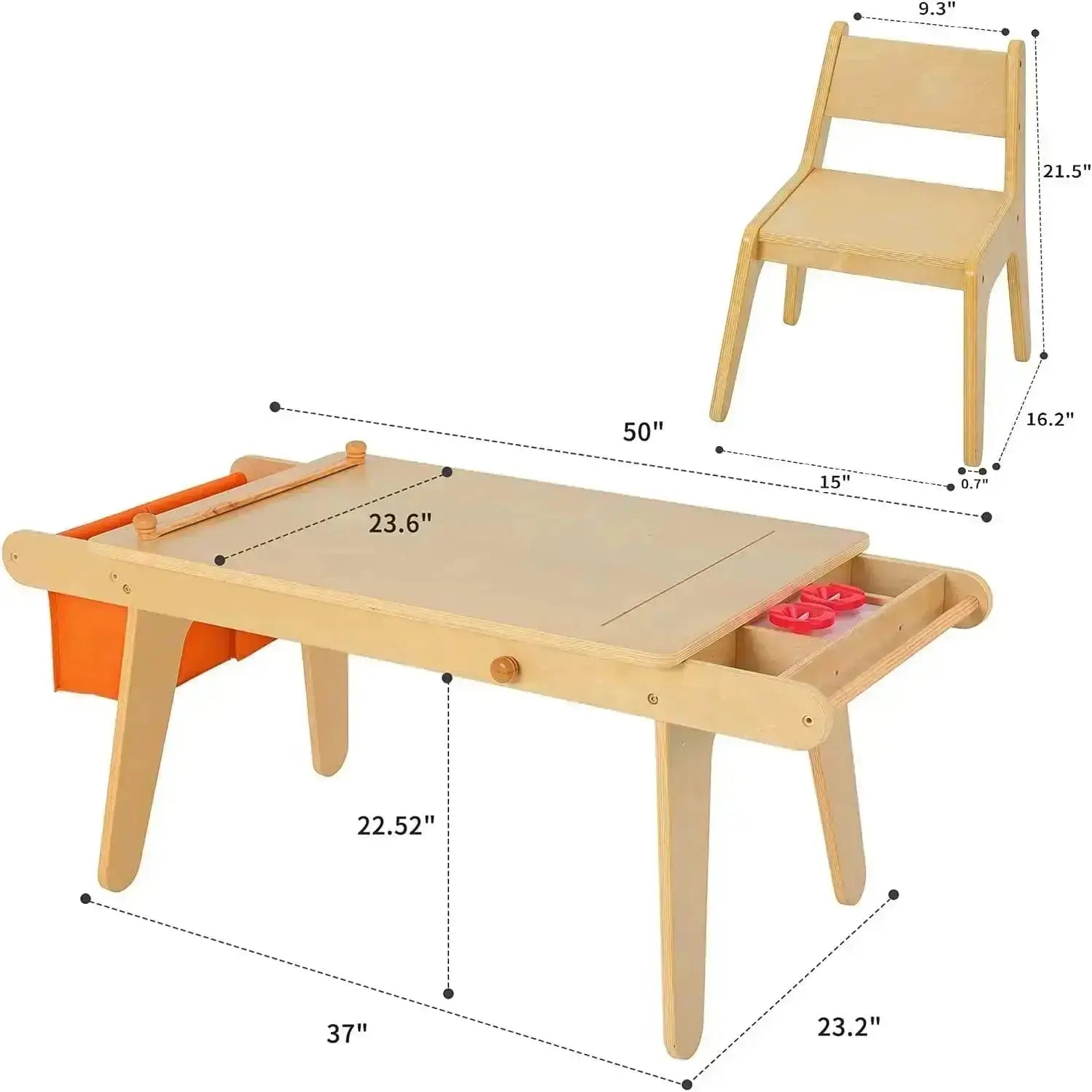 MEEDEN Kids Art Table, Solid Birch Wood Kids Table & Chair Set with Paper Roll - MEEDEN ARTKids Art