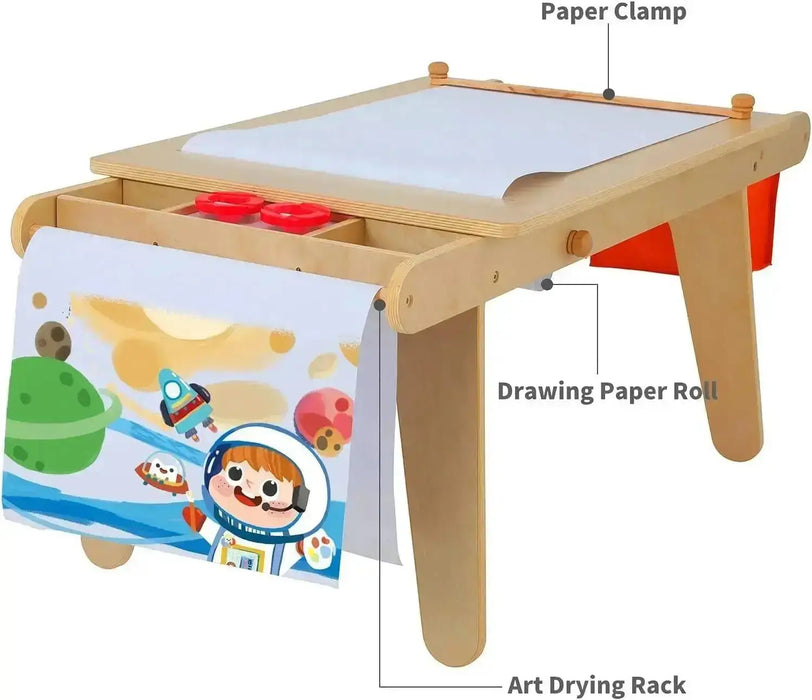 MEEDEN Kids Art Table, Solid Birch Wood Kids Table & Chair Set with Paper Roll - MEEDEN ARTKids Art