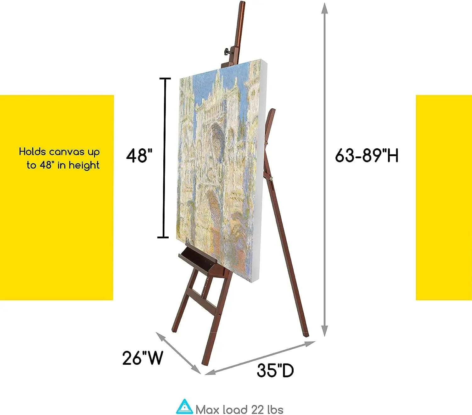 MEEDEN Large A-Frame Adjustable Artist Easel Stand-Walnut-W09B MEEDEN